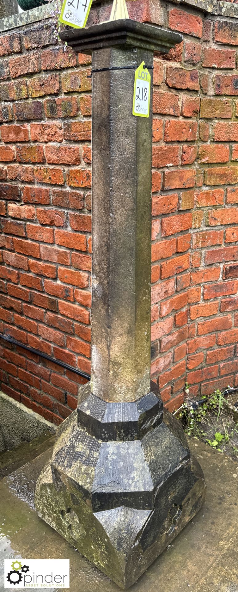 An original Victorian Yorkshire stone Gothic revival Sundial Plinth, approx. 60in x 18in x 18in - Image 2 of 6