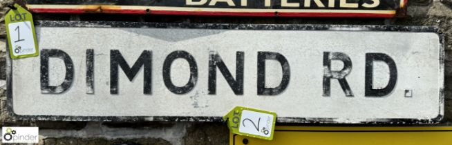 A cast aluminium Road Sign “Dimond RD”, approx. 9in x 40in long, circa 1920s