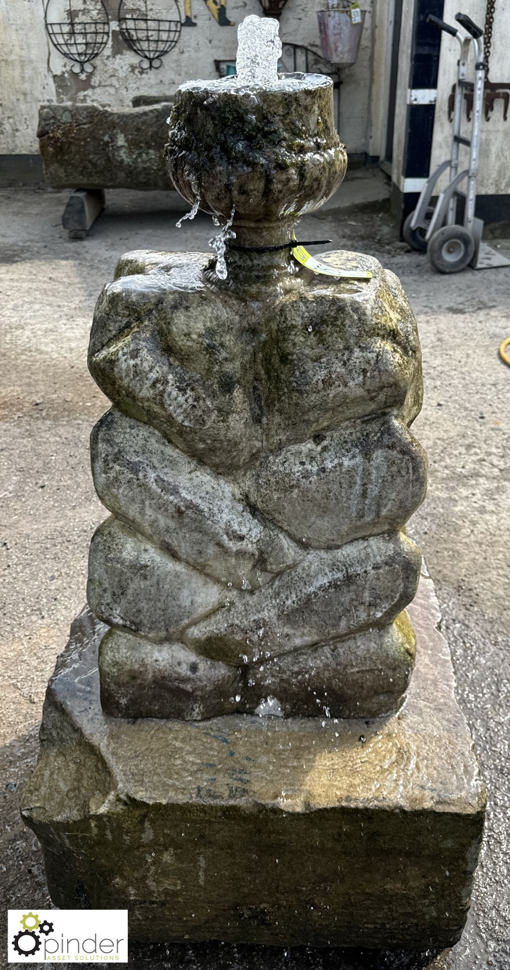 A reclaimed Yorkshire stone and statuary white marble Water Feature, approx. 46in x 24in x 24in - Image 4 of 5