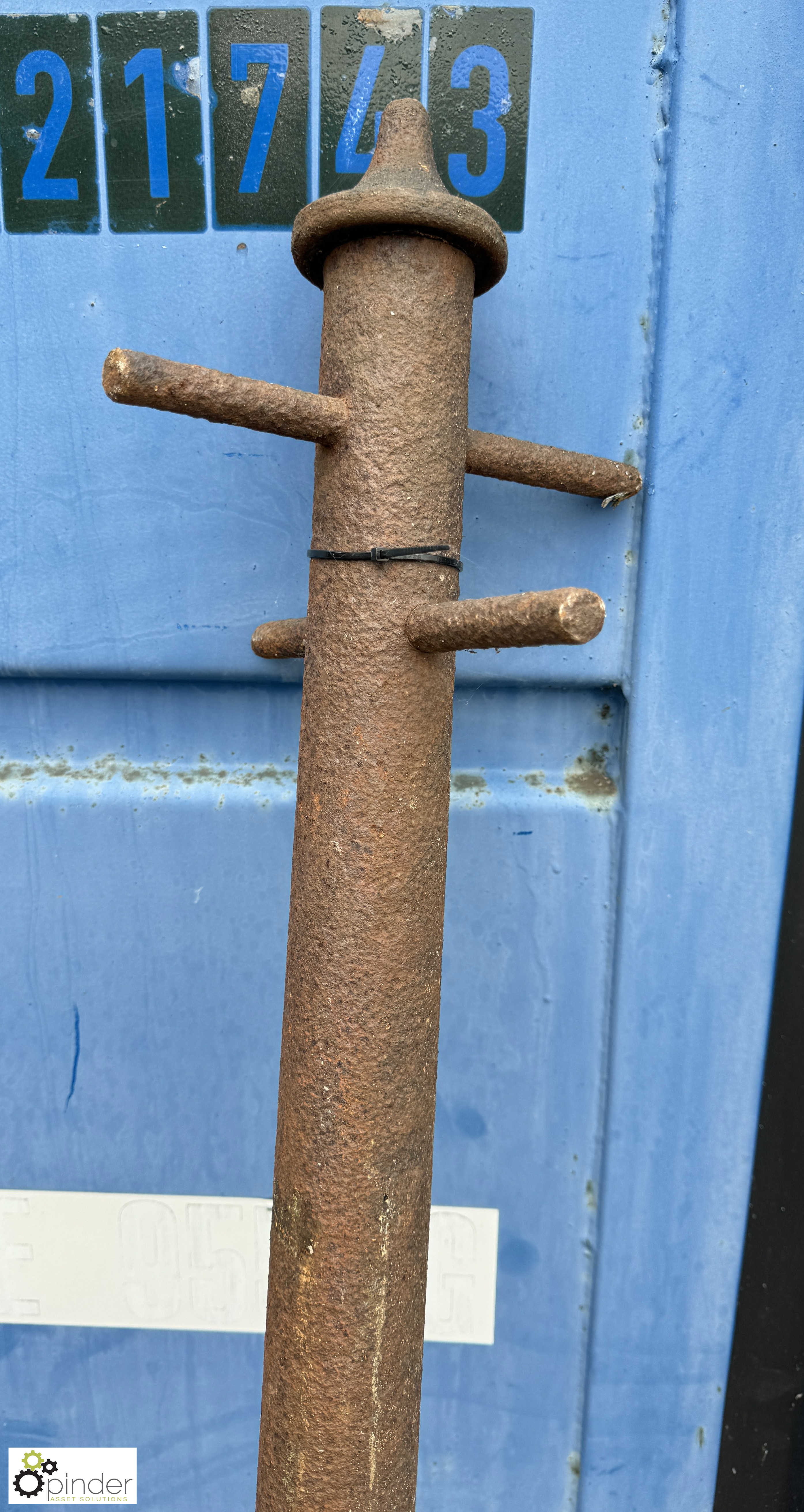 A Victorian wrought iron Clothes Pole, with decora - Image 2 of 3