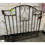 A wrought iron bow top Pedestrian Gate, with scroll decoration, approx. 39in x 37in