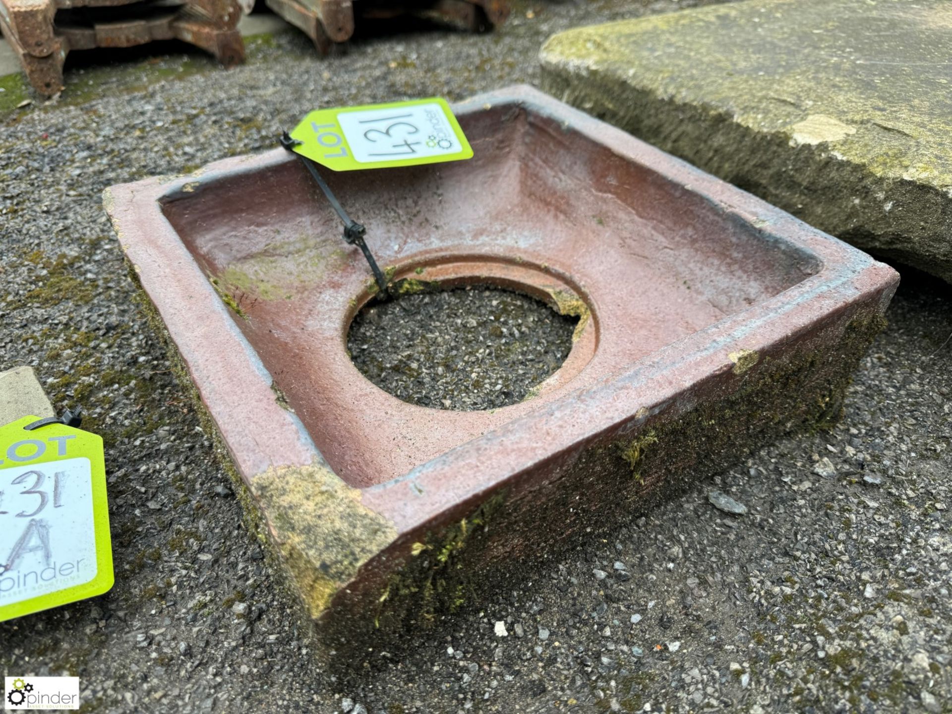 A Victorian salt glazed terracotta Drain Gully, approx. 12in x 12in - Image 3 of 4
