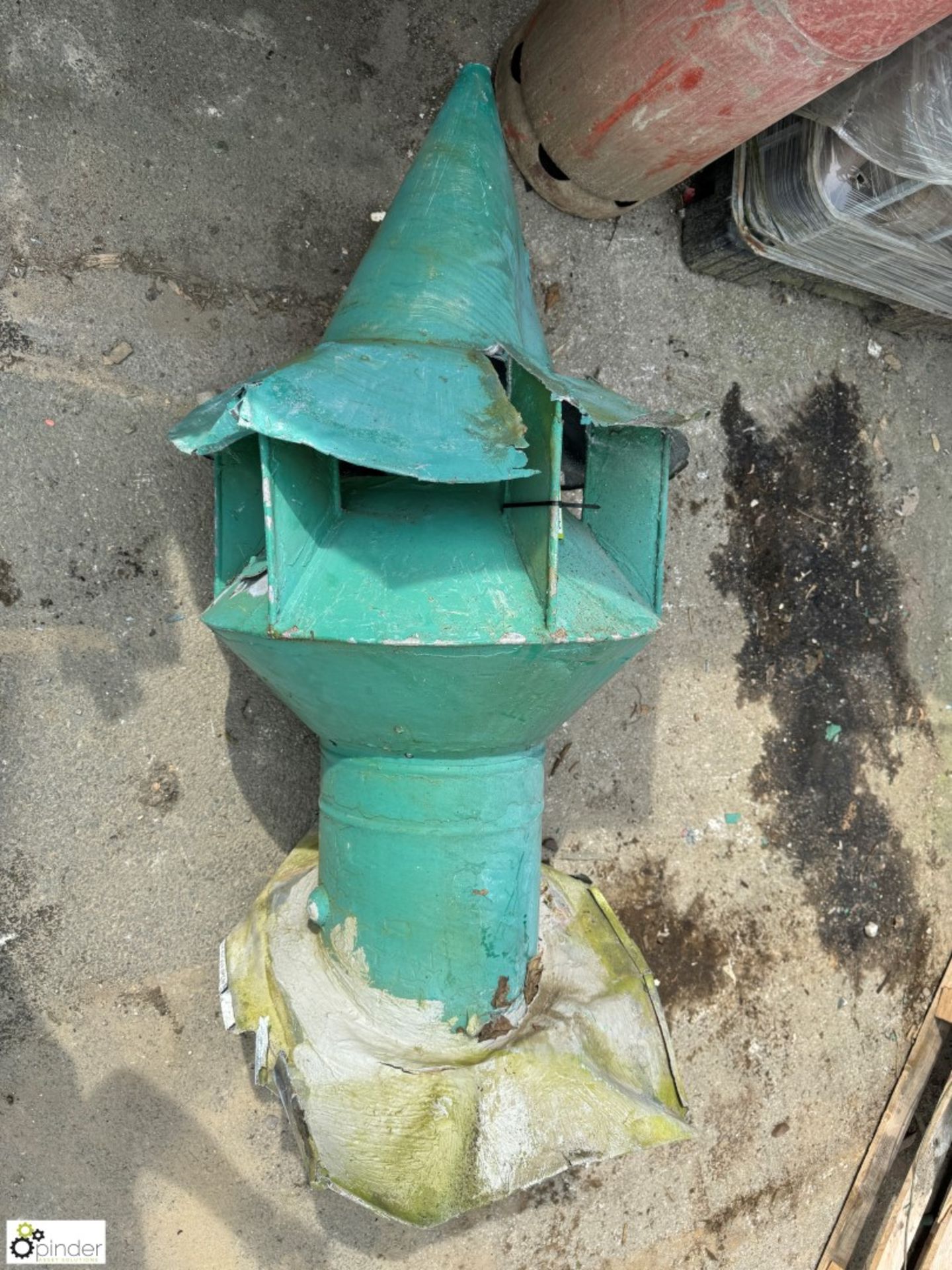 A green galvanised metal Factory Roof Vent, approx. 55in