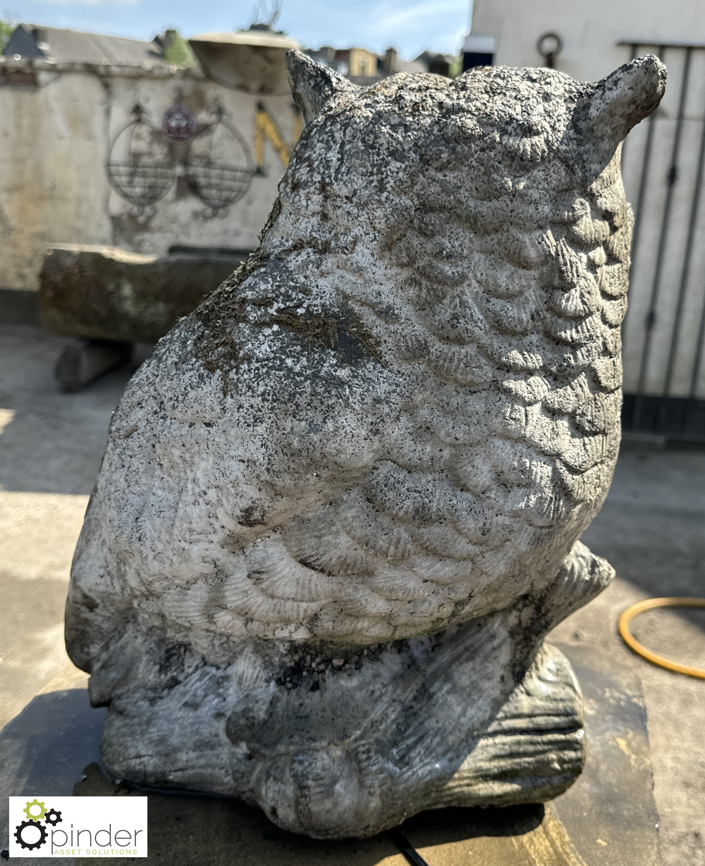 A reconstituted stone Owl Statue, approx. 16in, circa mid 1900s - Image 3 of 4