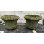 A pair reconstituted stone Planters, with fluted decoration, approx. 12in x 16in diameter, circa mid