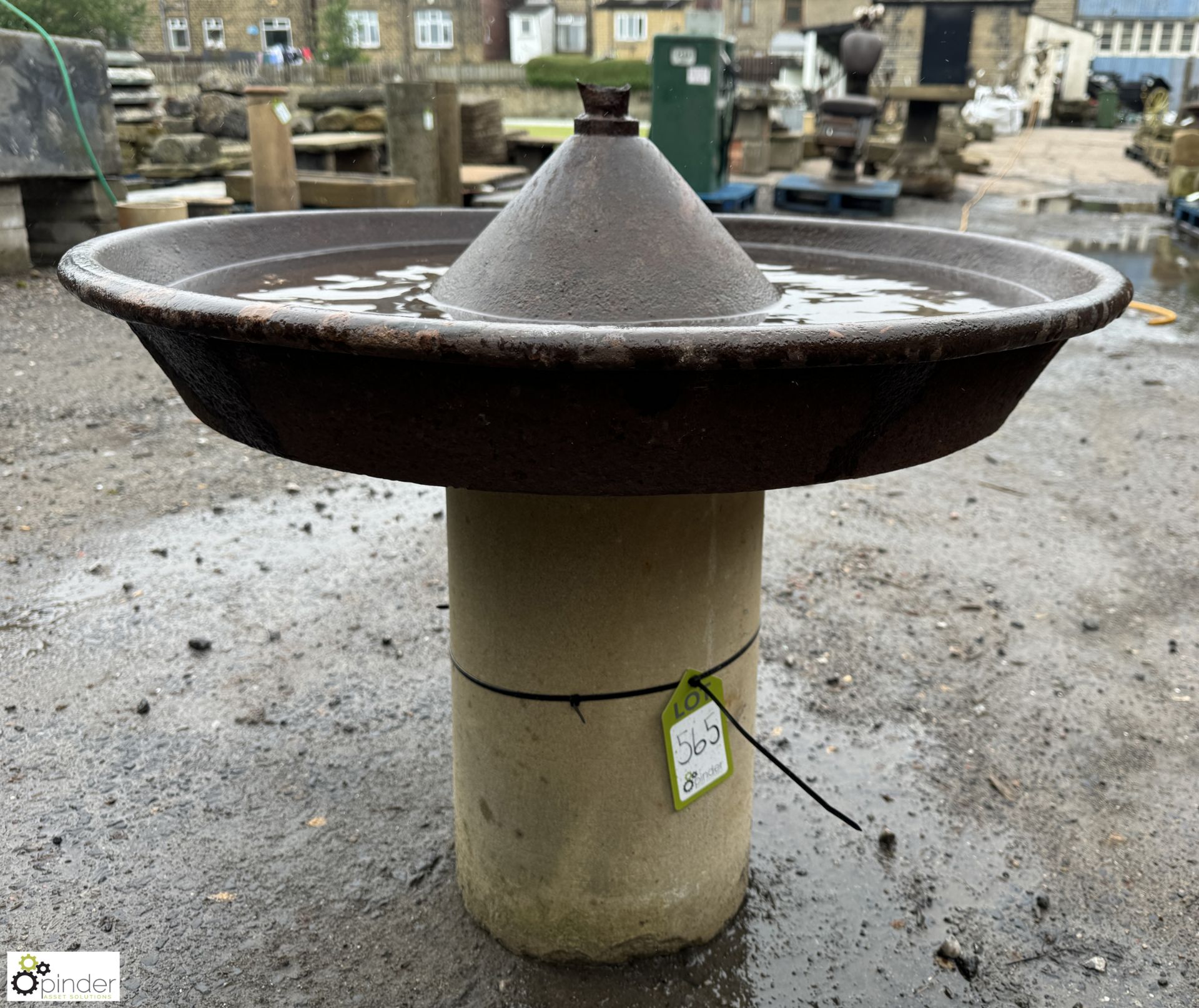 A Yorkshire stone and cast iron Birdbath, approx. - Image 2 of 5