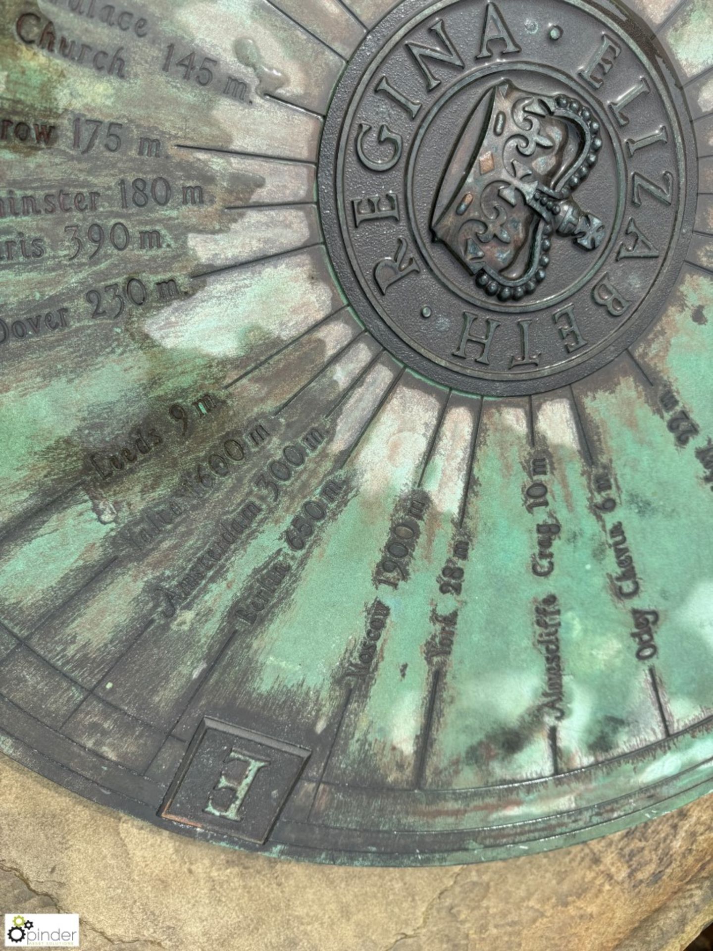 A large bronze Plaque depicting the 4 points of a compass, North, East, South, West, with a crown - Image 8 of 9
