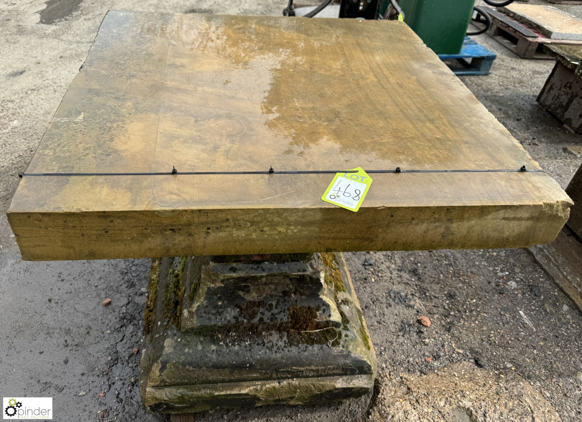 A reclaimed Yorkshire stone Garden Table, approx. 39in x 37in x 37in - Image 2 of 6