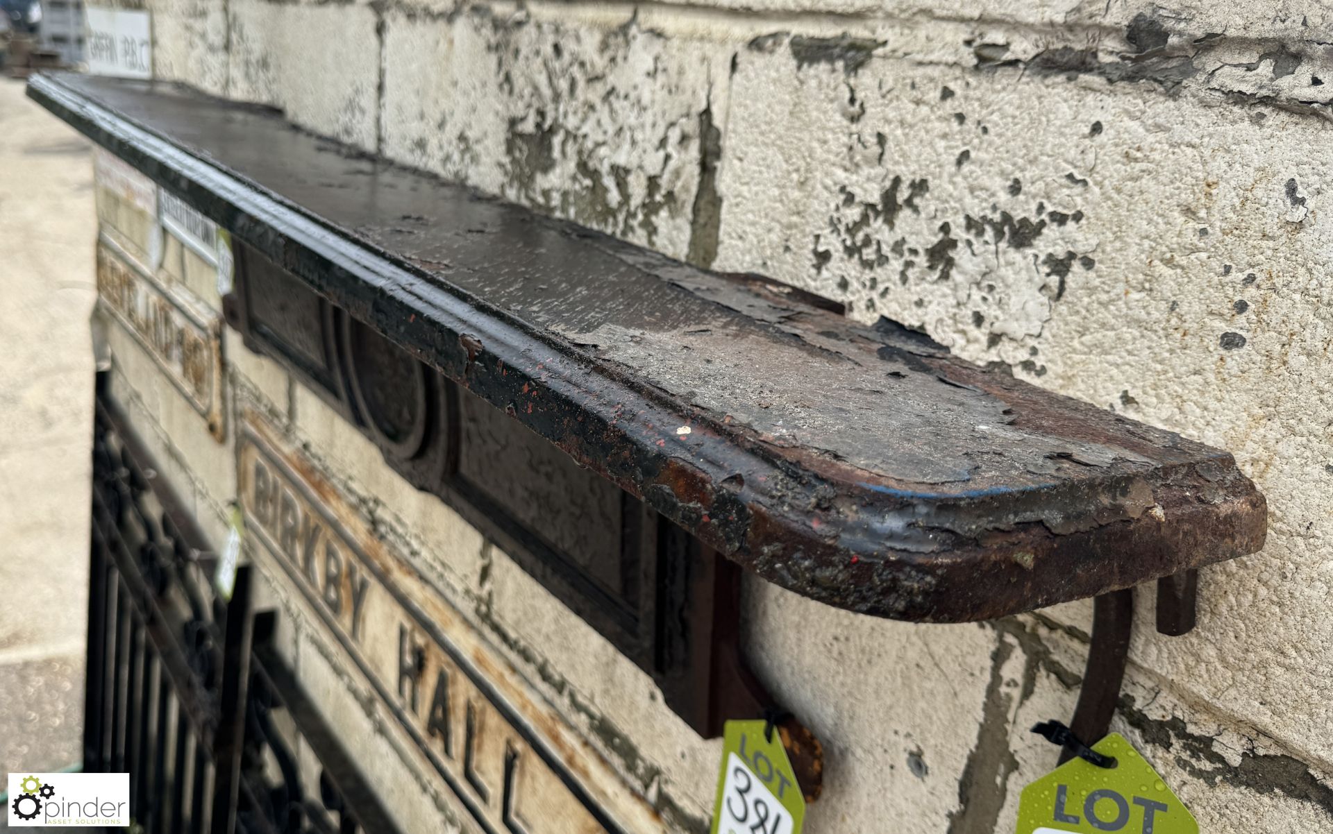 A cast iron Kitchen Range Mantle Shelf, with flower decoration, approx. 8in x 50in, circa 1880s - Image 2 of 5