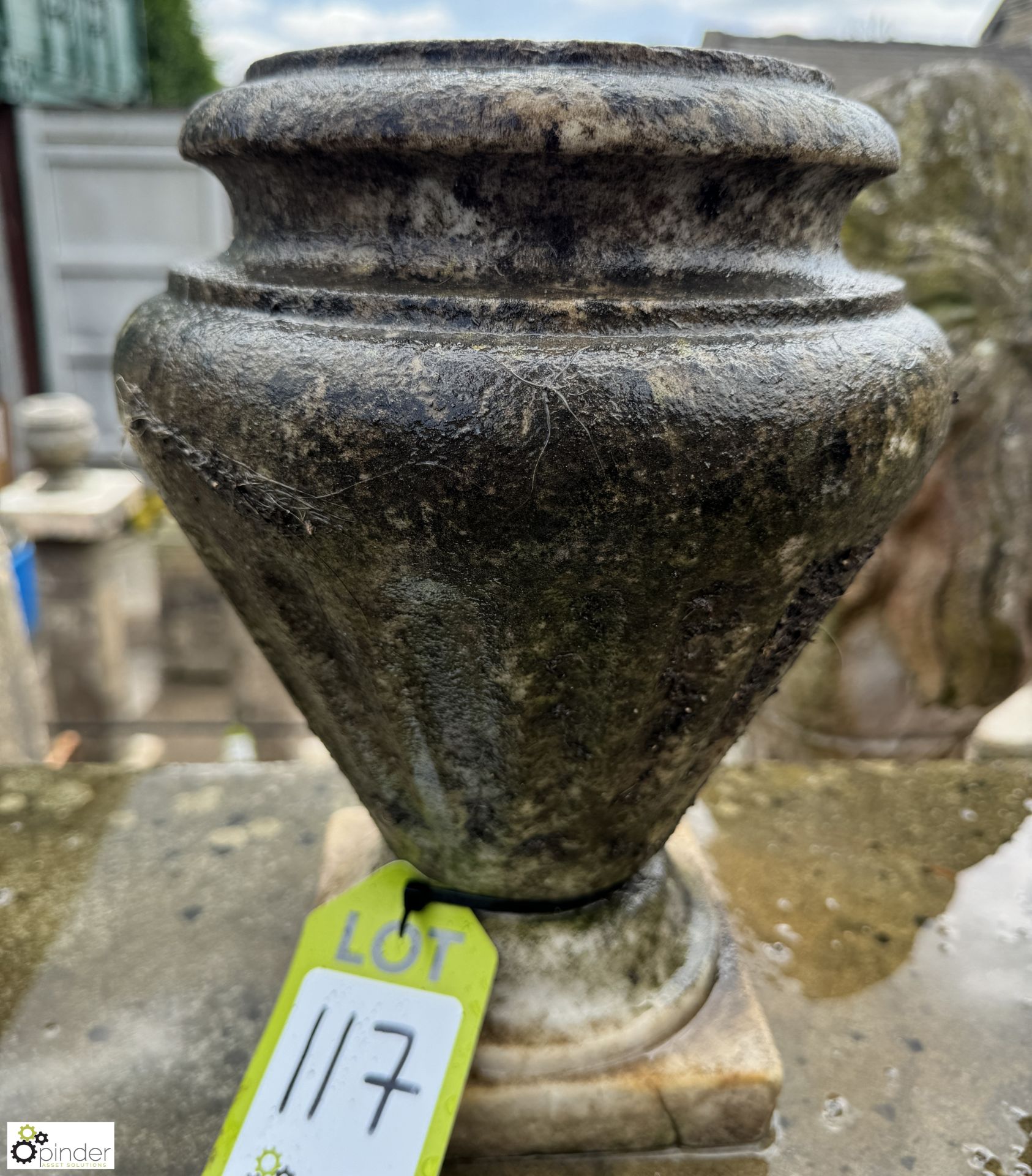 An Art Deco statuary white marble Garden Urn, with fluted decoration, approx. 12in x 9in diameter