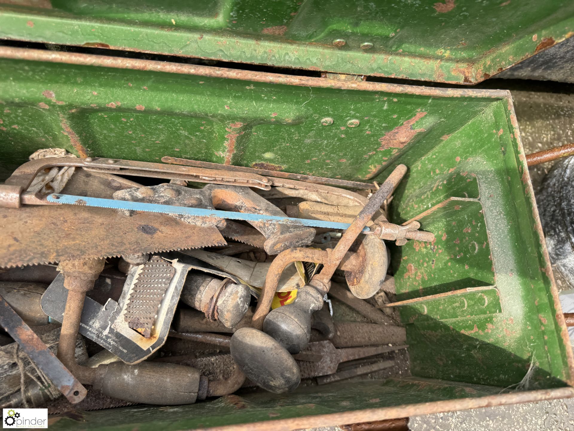 A metal Ammunition Box, with handles, approx. 9in x 9in x 22in, inside is a selection of vintage - Image 5 of 6