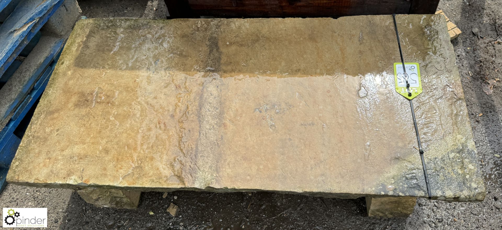 A reclaimed Yorkshire stone Garden Bench, approx. - Image 4 of 5