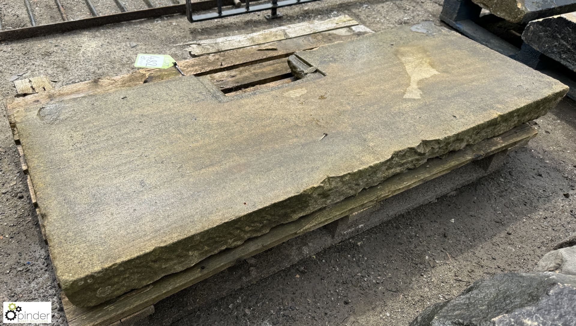 A reclaimed Victorian Yorkshire stone Hearth Flag, approx. 21in x 54in - Image 3 of 4