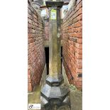 An original Victorian Yorkshire stone Gothic revival Sundial Plinth, approx. 60in x 18in x 18in