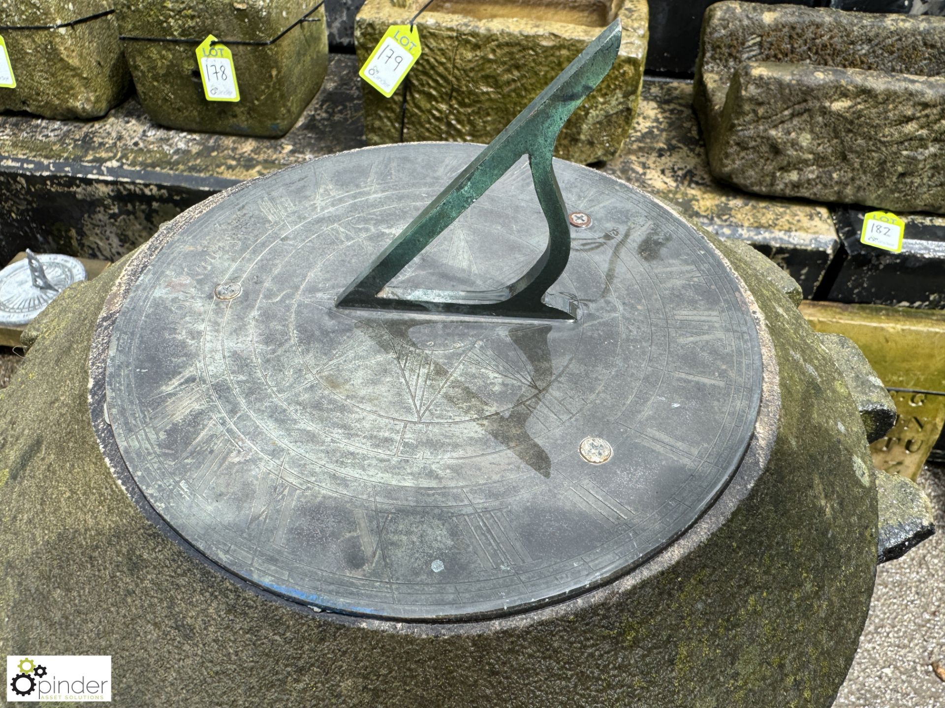 A Yorkshire stone round 5-tier decorative Sundial Plinth, with original Victorian bronze sundial - Image 5 of 9