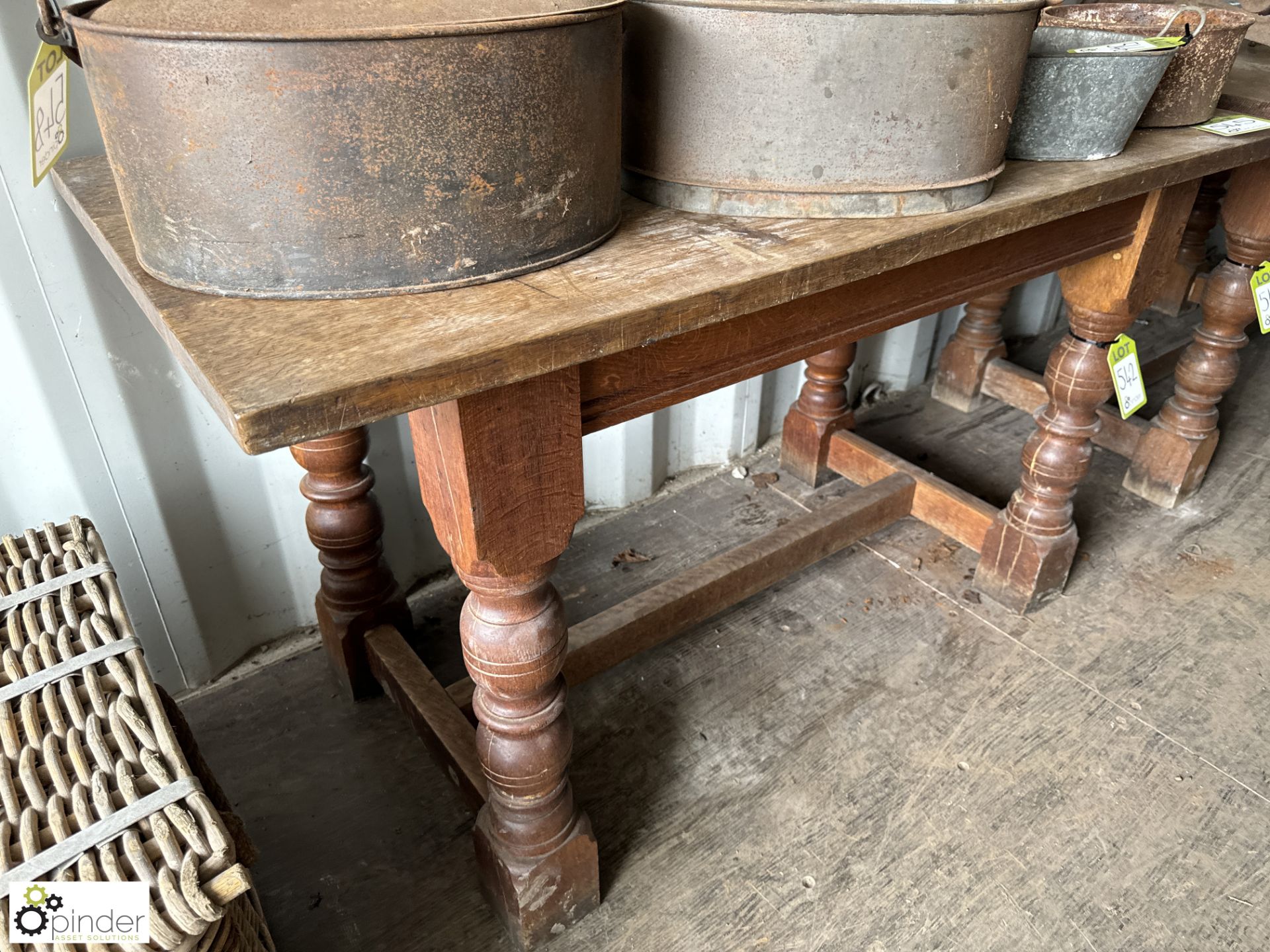 A pair original Victorian oak refectory style Cons - Image 2 of 9
