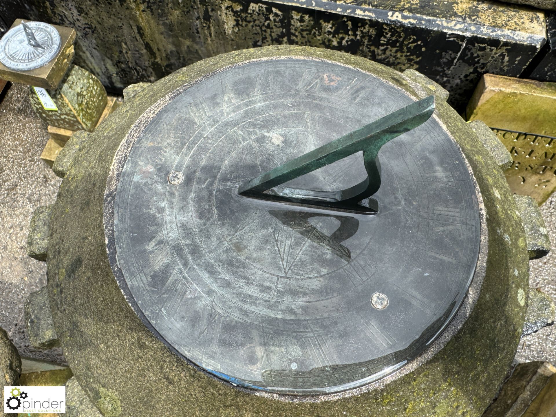 A Yorkshire stone round 5-tier decorative Sundial Plinth, with original Victorian bronze sundial - Image 6 of 9