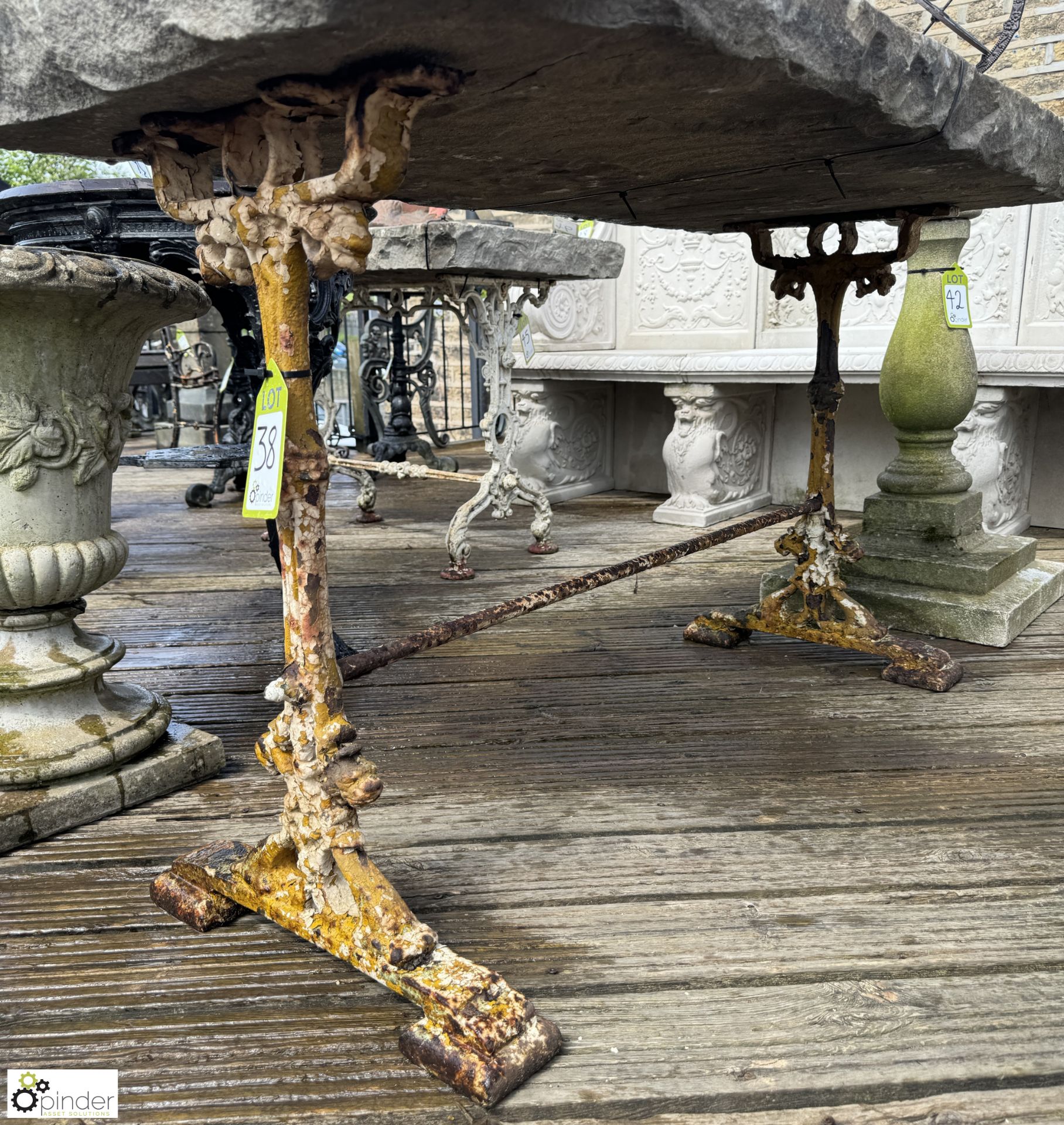 An original Victorian cast iron Conservatory Table Base, with original stretcher, approx. 29in x - Image 2 of 8