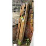 A pair antique wooden and cast iron Tennis Posts, with bronze winding gear, approx. 42in, circa
