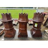 A set 3 Victorian salt glazed terracotta crown top Chimney Pots, approx. 30in x 14in diameter, circa