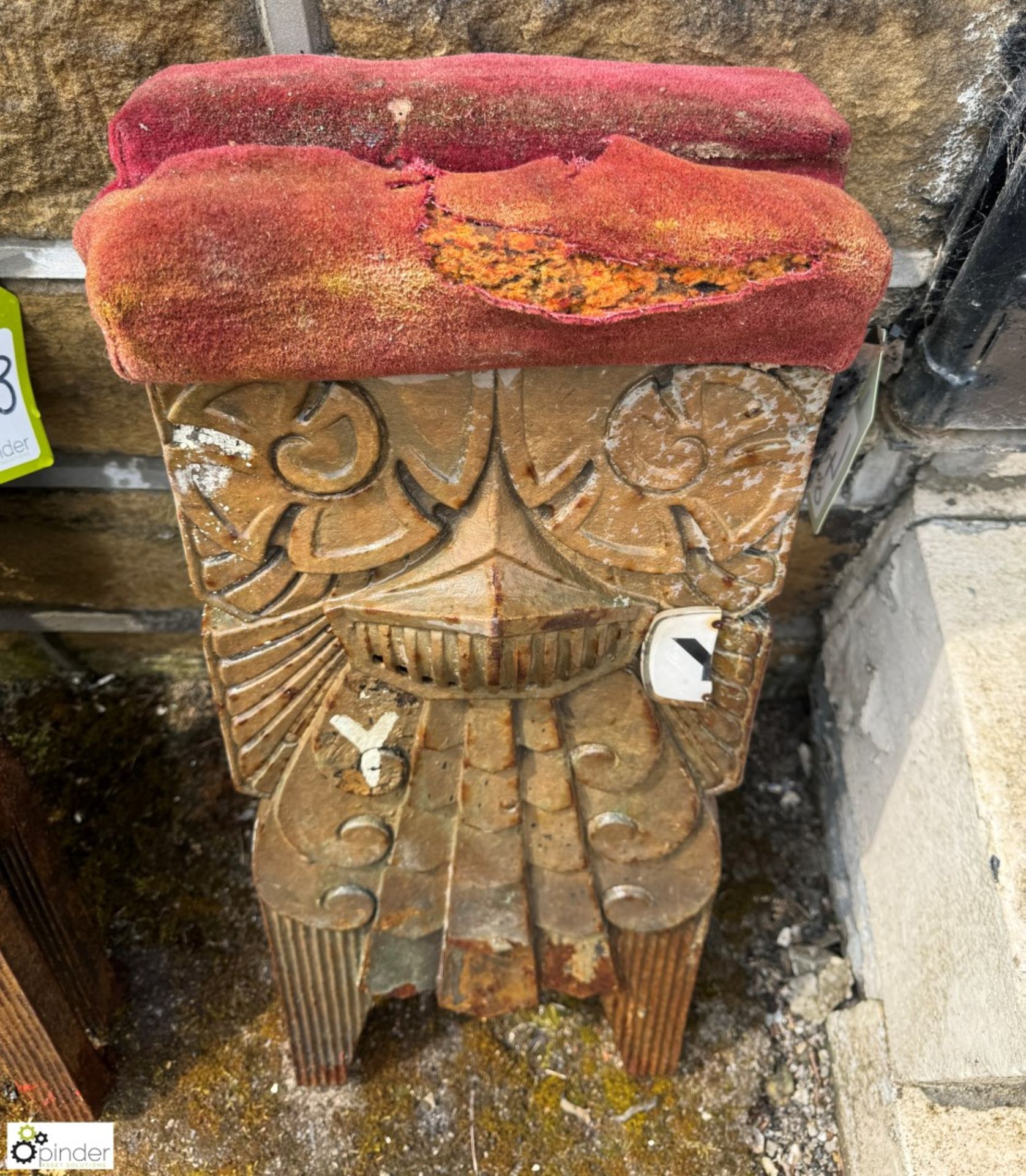 A pair original Art Deco cast iron Cinema Seat Ends, approx. 24in x 11in, from the Paramount Odeon - Image 2 of 7