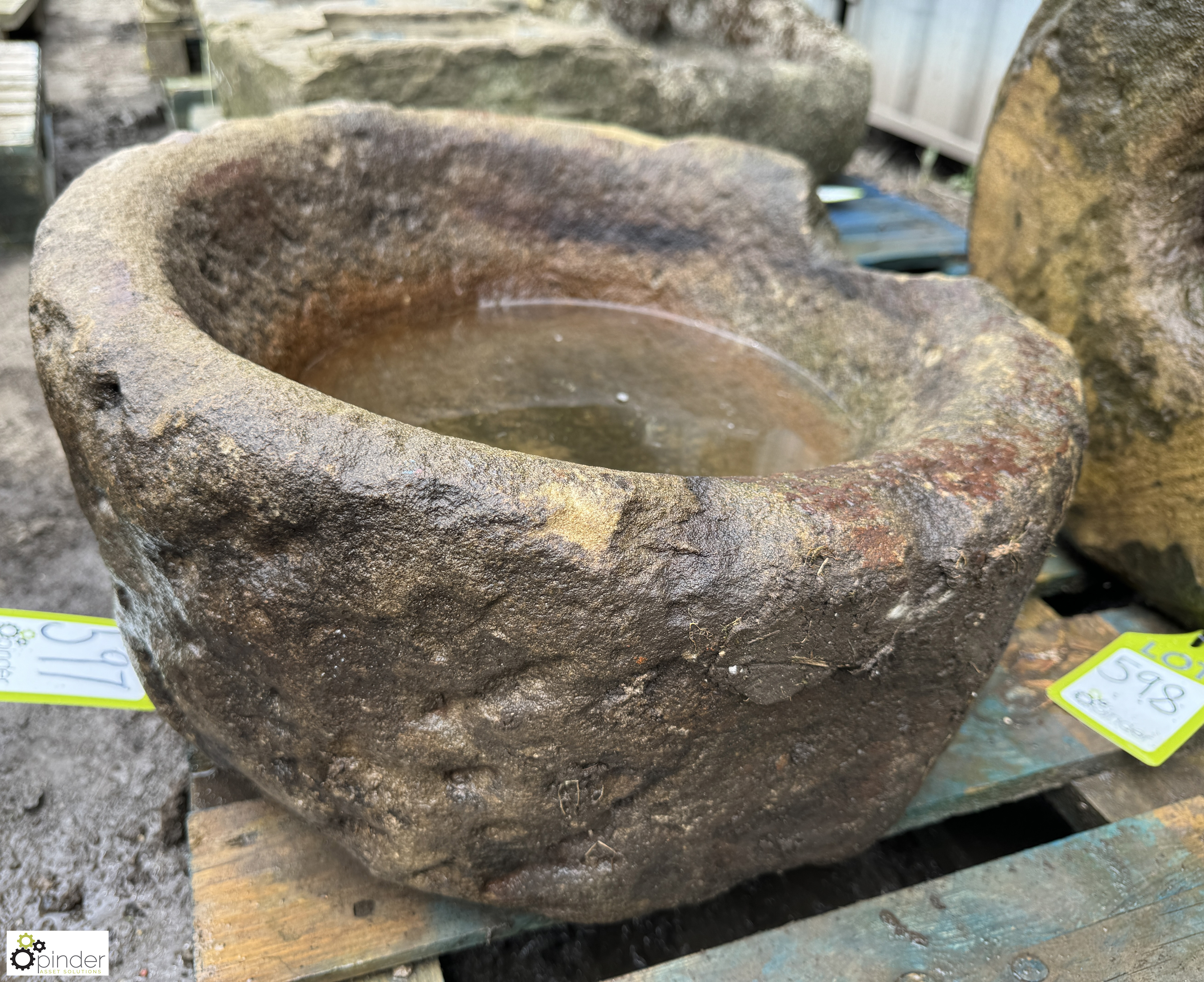 A Victorian round Yorkshire stone Feed Trough, app