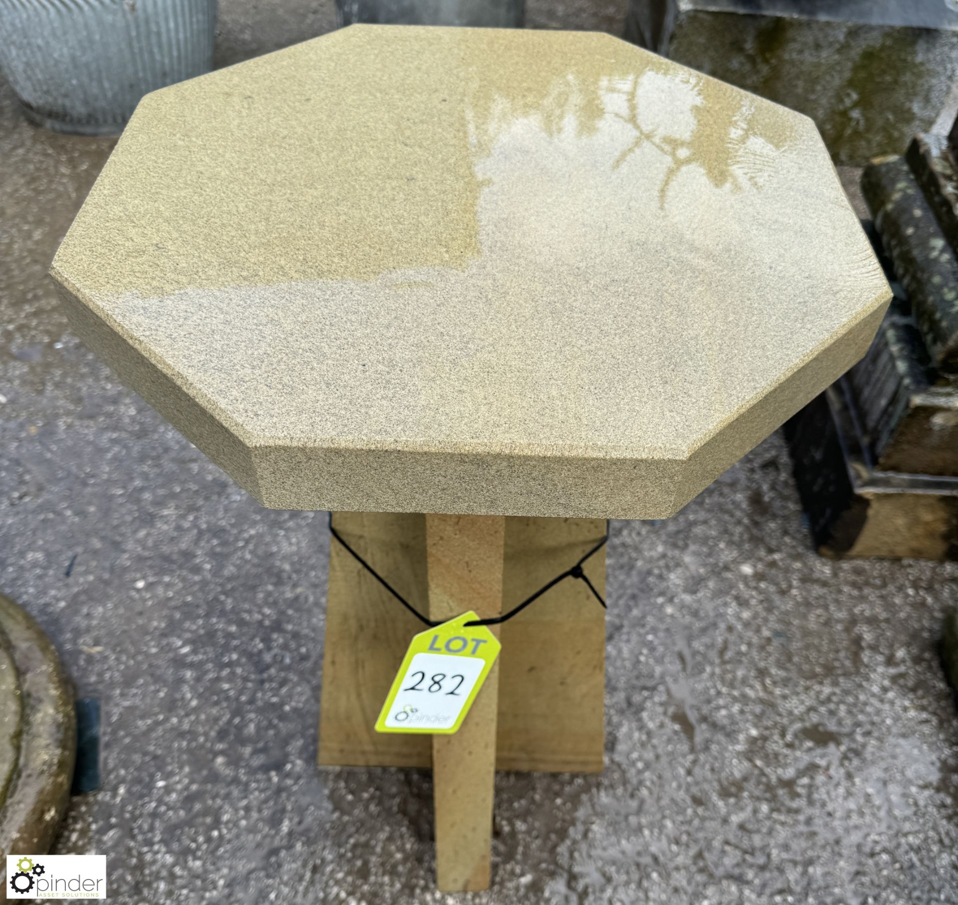 A new carved contemporary Yorkshire stone Garden Café Table, approx. 25in x 17in diameter - Image 2 of 4