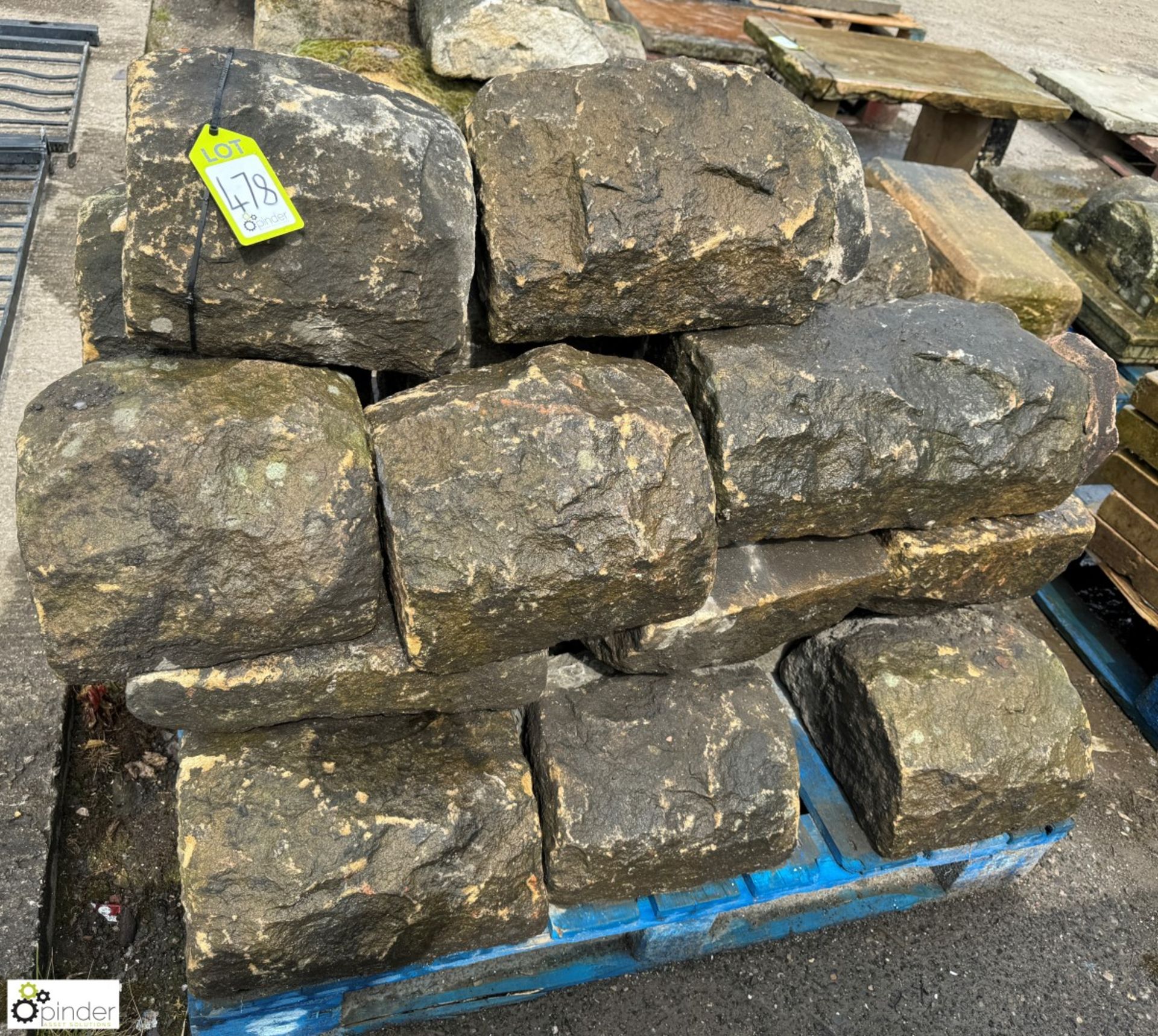 A pallet approx. 9 linear metres of reclaimed Victorian Yorkshire stone Hogback Wall Tops, approx. - Image 3 of 7