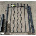 A wrought iron Pedestrian Gate and Post, with decorative ball finials, approx. 42in x 34in