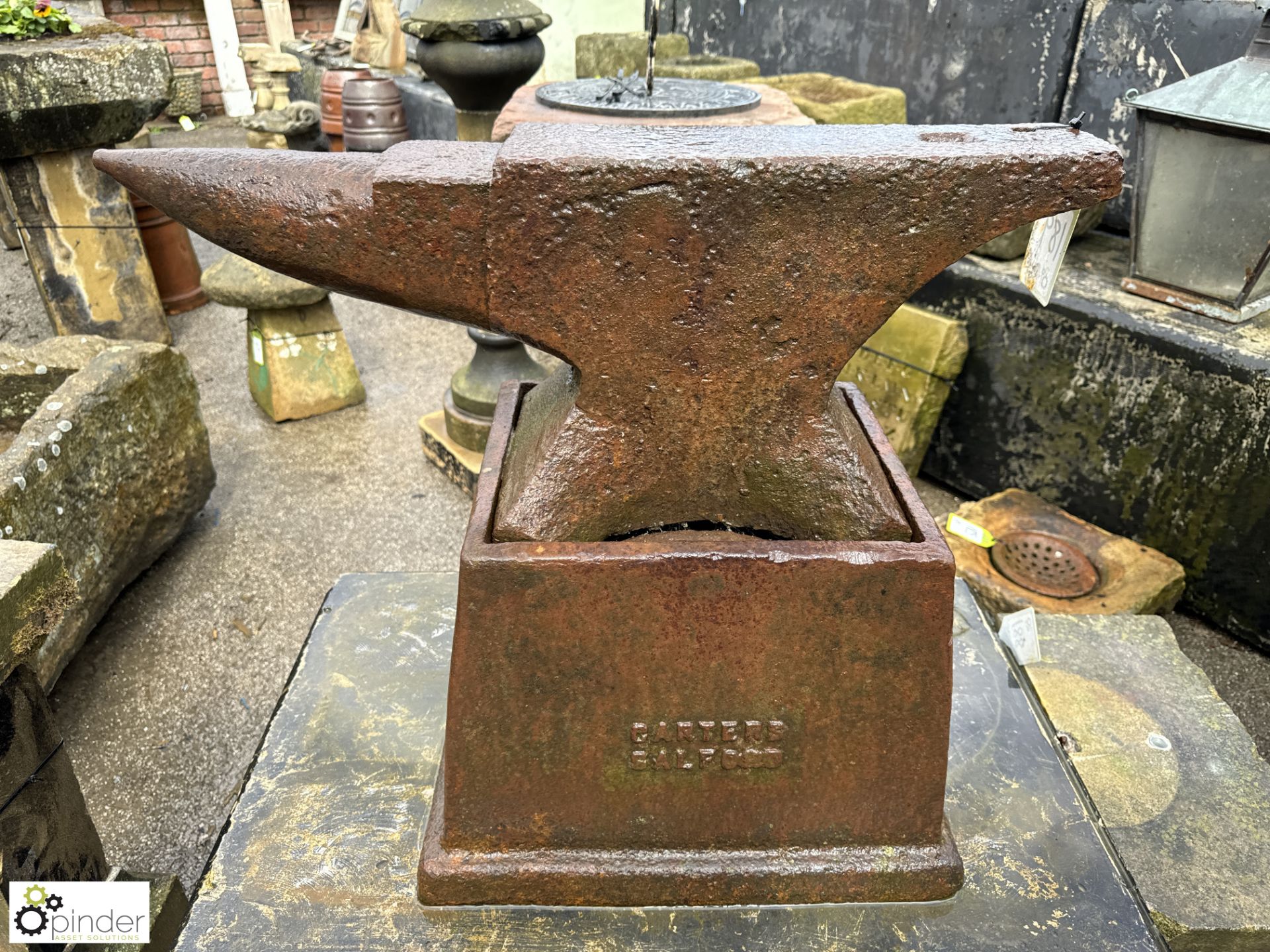 An original Georgian blacksmith Anvil, on an original cast iron base with maker’s mark “Carter’s - Image 2 of 8