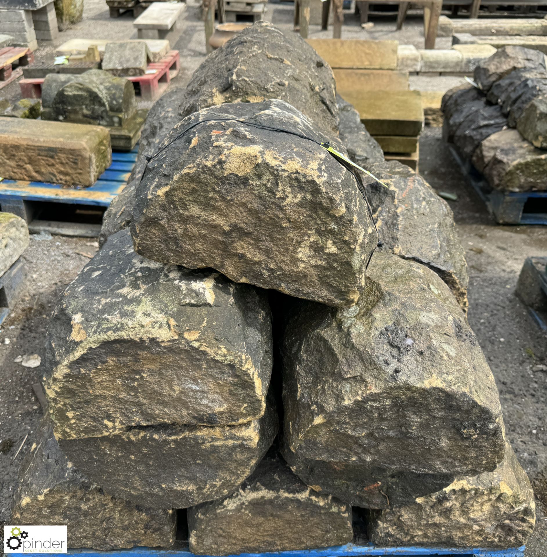 A pallet approx. 9 linear metres of reclaimed Victorian Yorkshire stone Hogback Wall Tops, approx. - Image 2 of 7