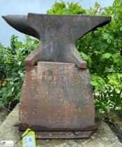 A Georgian cast iron single horned Anvil, on origi