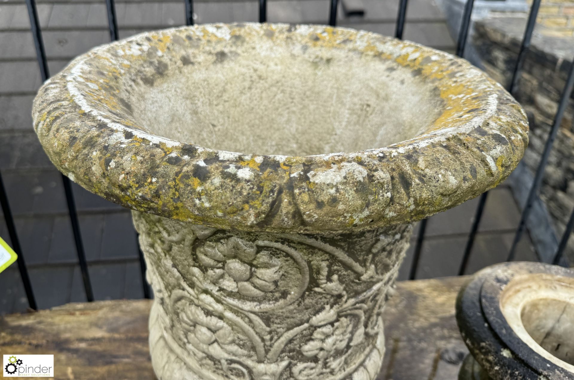 A pair reconstituted stone Planters, with egg and dart floral and gadrooning decorations, approx. - Image 6 of 8