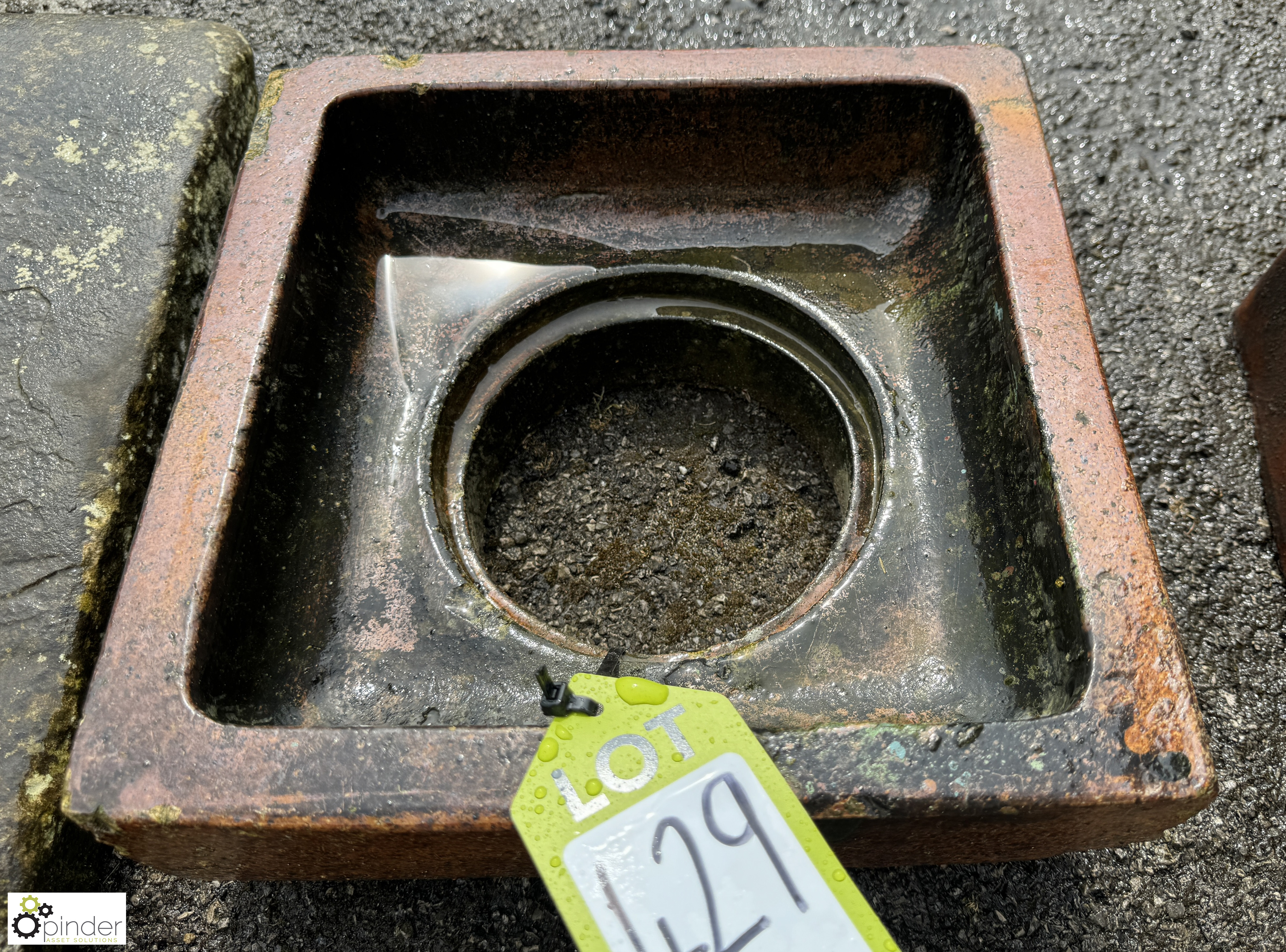 A Victorian salt glazed terracotta Drain Gully, approx. 12in x 12in - Image 2 of 3