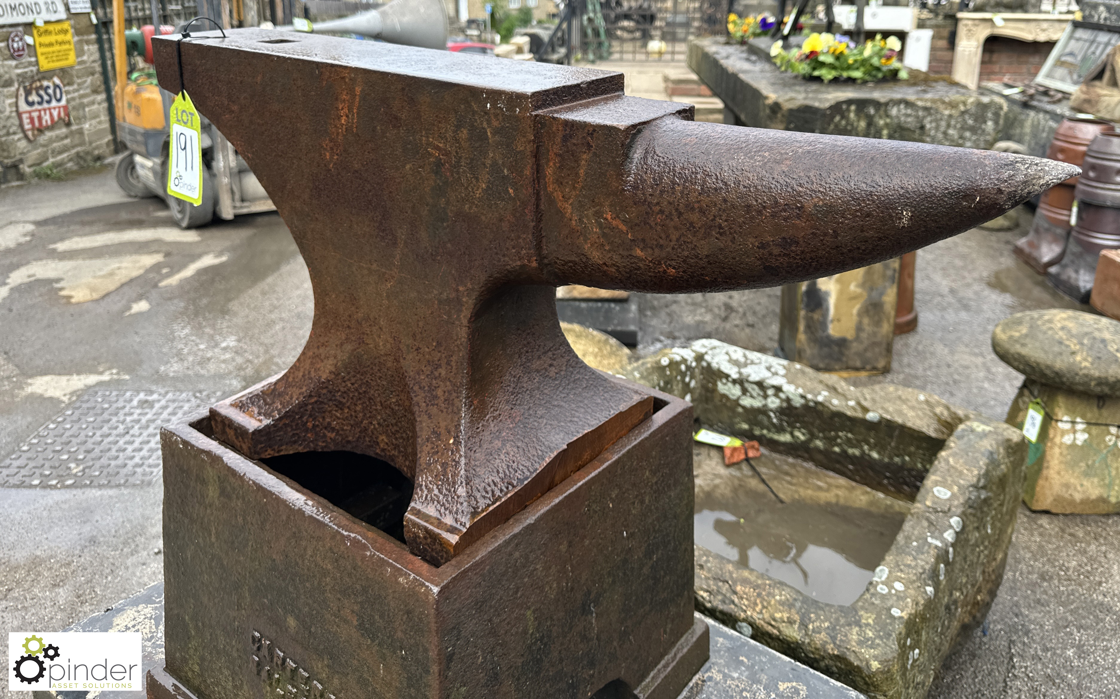 An original Georgian blacksmith cast iron Anvil, on cast iron base, with maker’s mark “Carters - Image 3 of 8