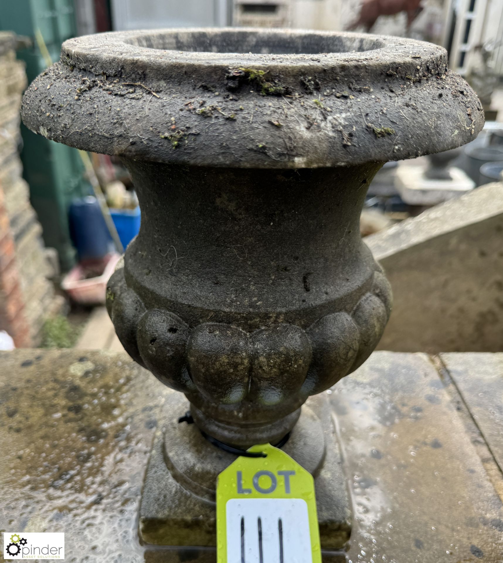 A Victorian statuary white marble Garden Urn, with gadrooning decoration, approx. 12in x 10in - Image 2 of 5