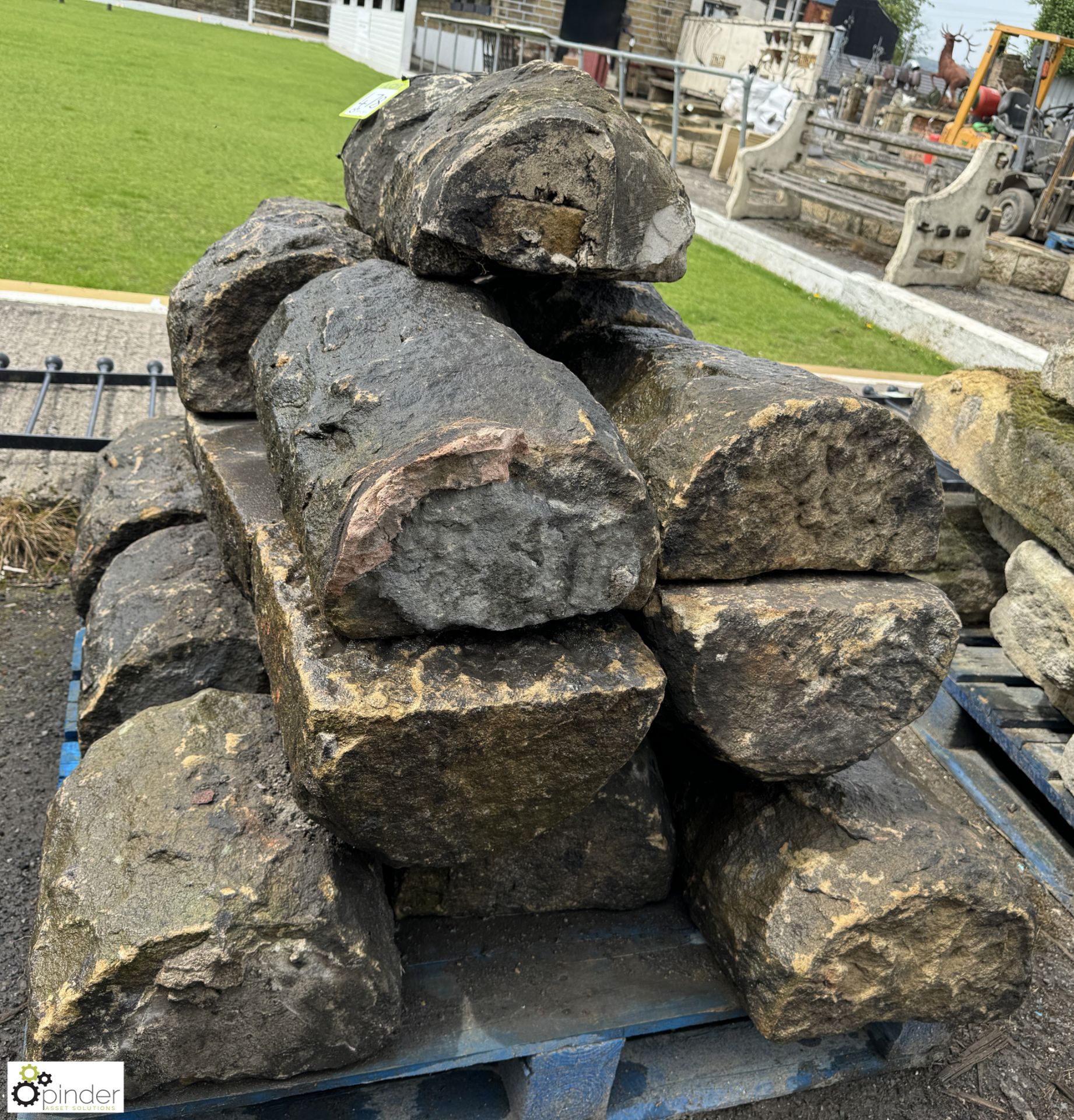 A pallet approx. 9 linear metres of reclaimed Victorian Yorkshire stone Hogback Wall Tops, approx. - Image 6 of 7