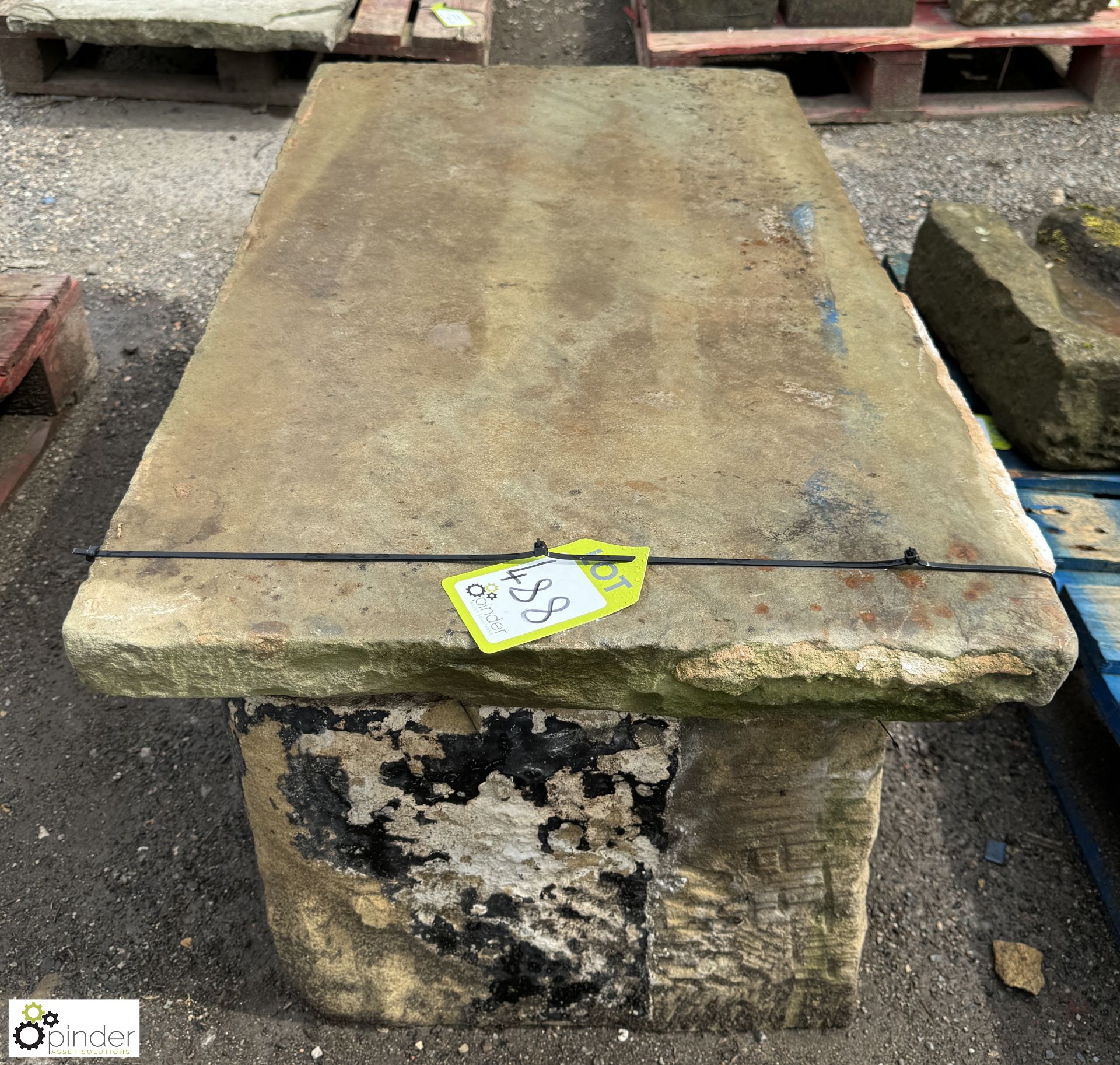 A Yorkshire stone Garden Table, approx. 18in x 22in x 38in - Image 3 of 5