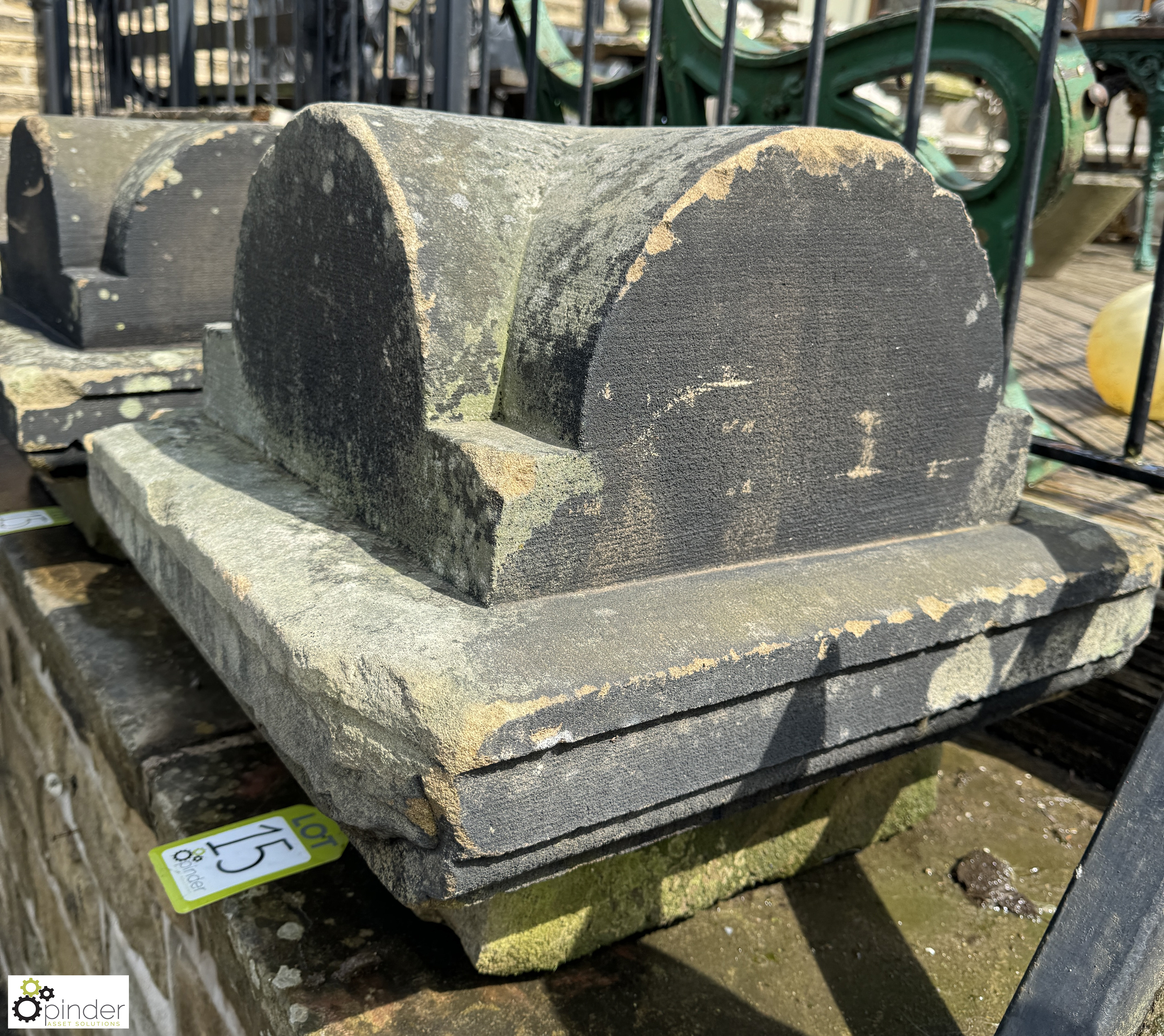 A pair Edwardian Yorkshire stone carved Pier Caps, approx. 17in x 21in x 21in - Image 5 of 7