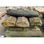 A pallet approx. 8.5 linear metres reclaimed Victorian Yorkshire stone Hogback Coping, approx. 6in x