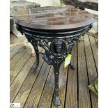 An original Elizabeth II Coronation round cast iron Conservatory/Orangery Table, approx. 30in x 25in