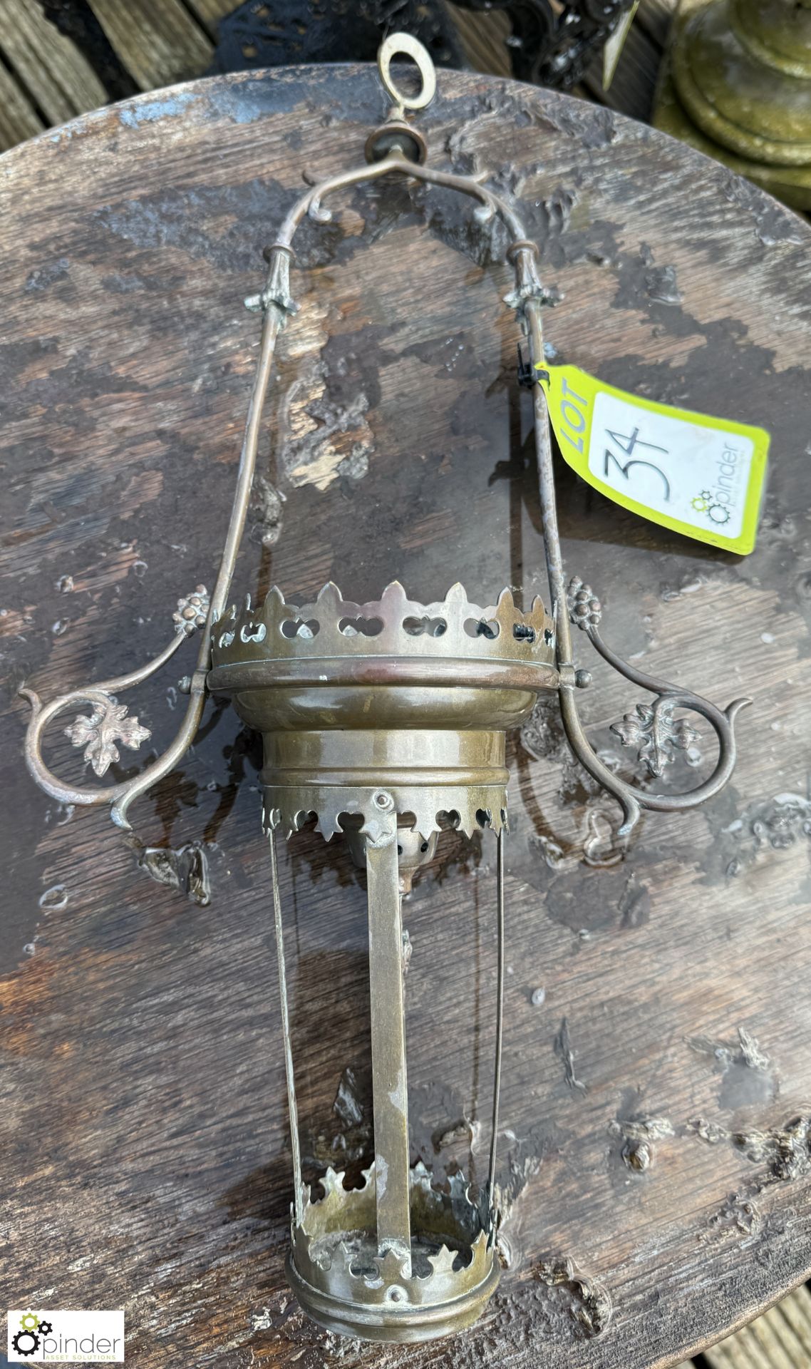 A bronze ecclesiastical Hanging Candle Holder, approx. 20in, circa 1900s