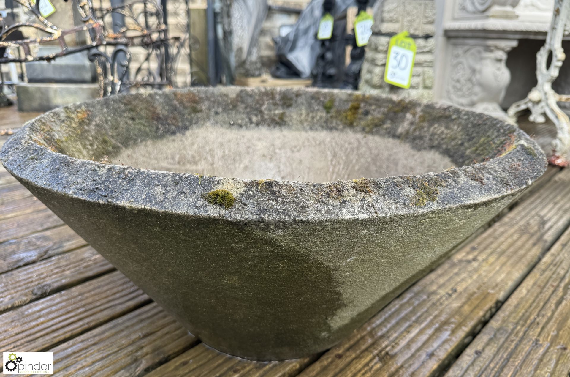 An Art Deco style reconstituted stone Garden Planter, approx. 12in x 25in diameter
