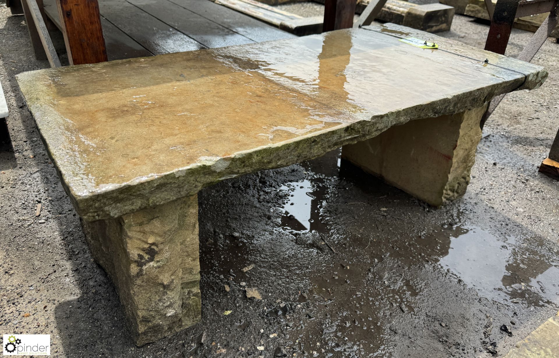 A reclaimed Yorkshire stone Garden Bench, approx. - Image 2 of 5