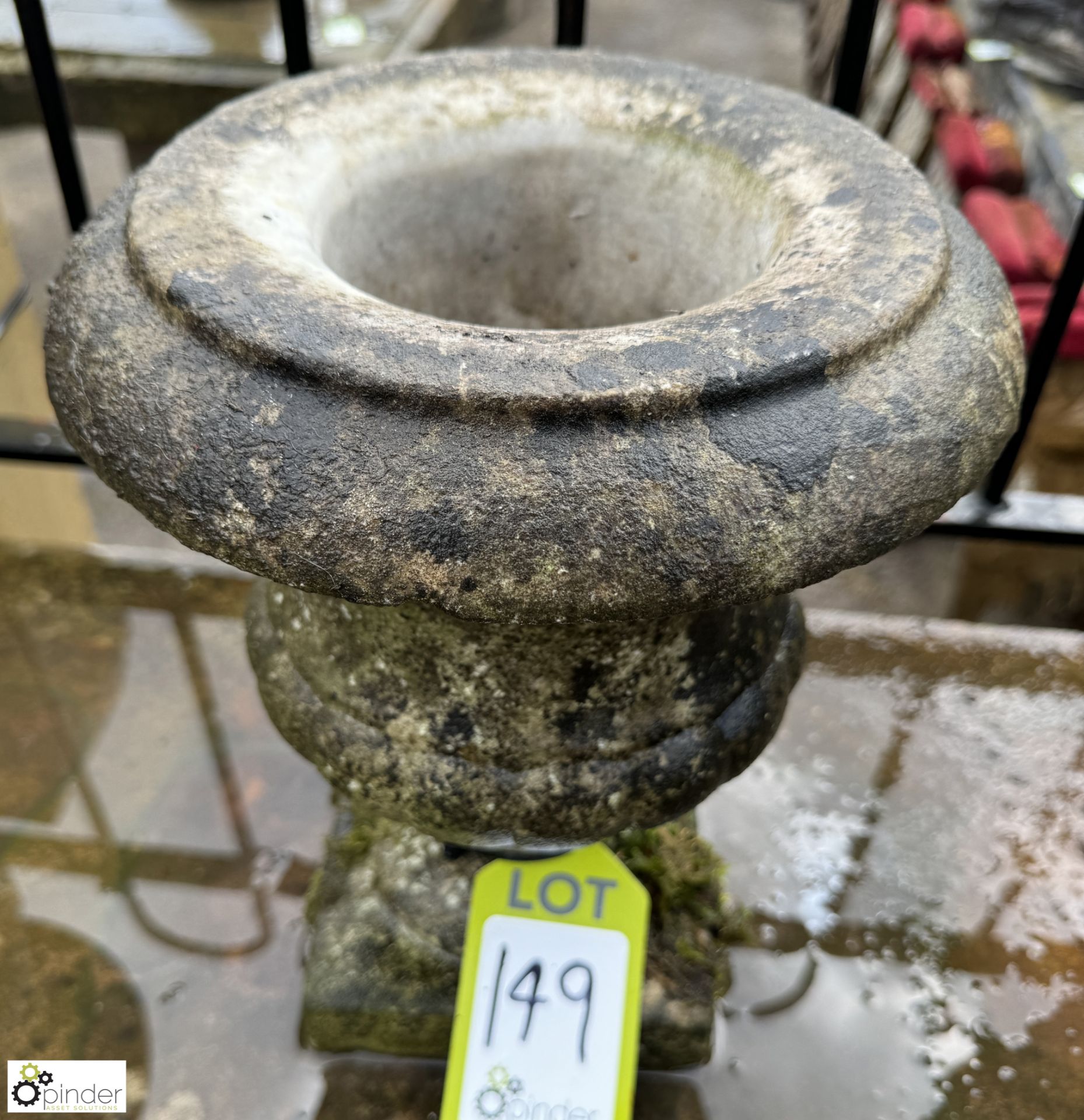 A Victorian statuary white marble Garden Urn, with gadrooning decoration, approx. 12in x 10in - Image 2 of 4