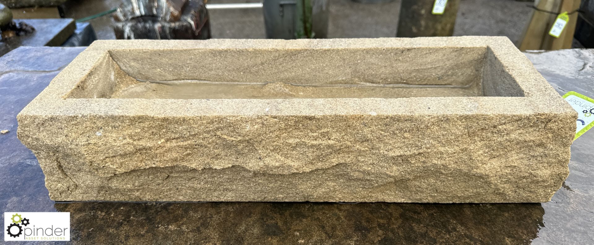 A new carved Yorkshire stone oblong Planter, approx. 5in x 8in x 23in (paired with lot 304)