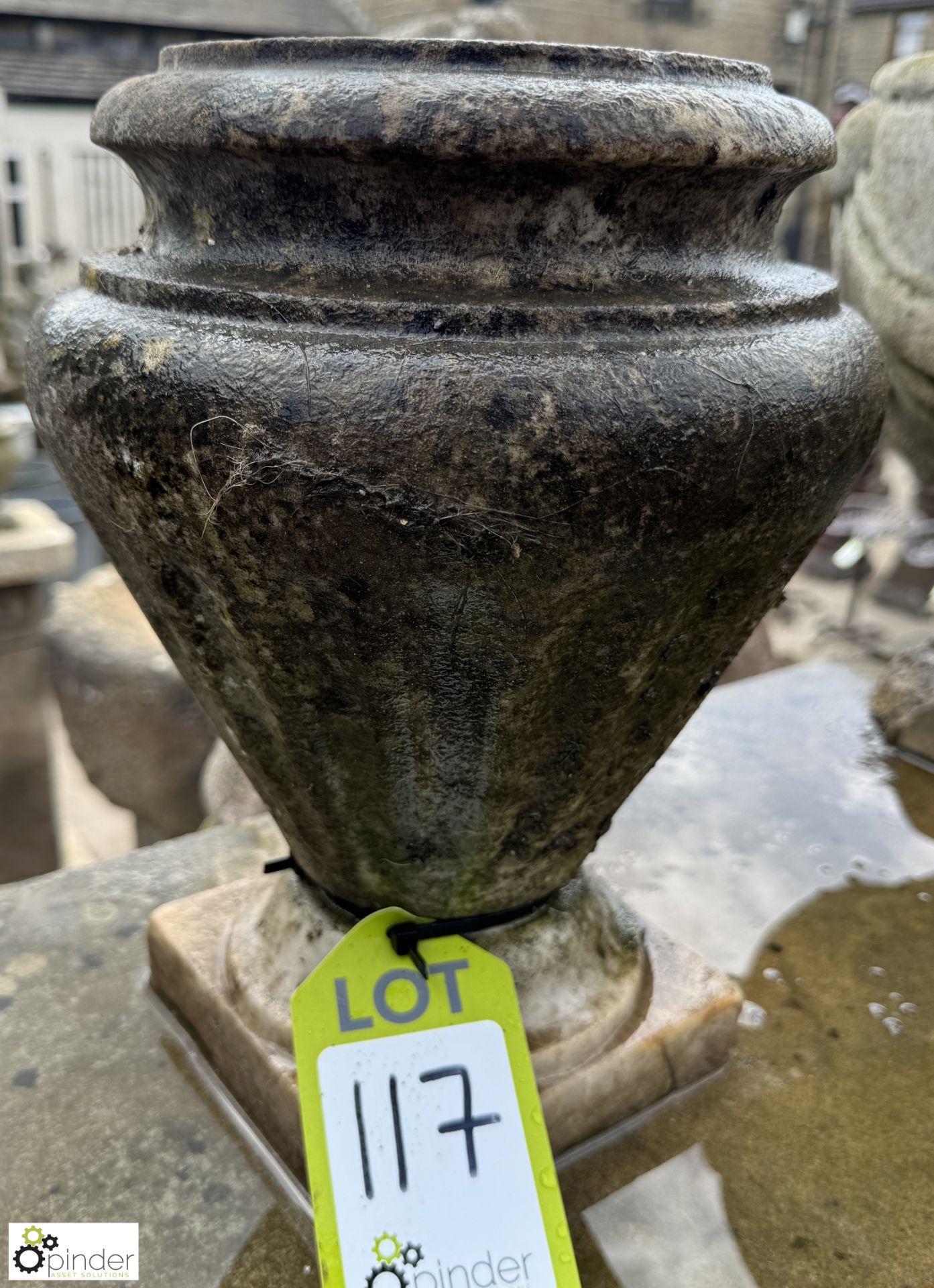 An Art Deco statuary white marble Garden Urn, with fluted decoration, approx. 12in x 9in diameter - Image 3 of 4