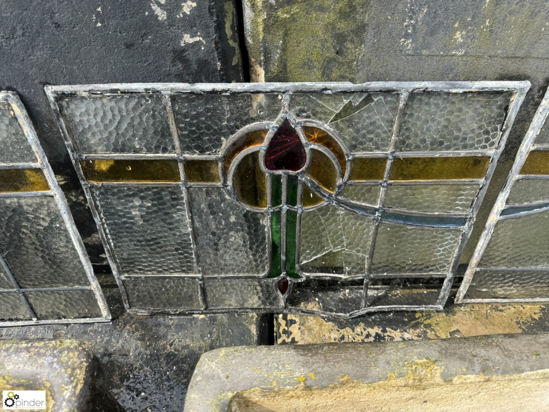 A set leaded coloured Windows, with Art Deco windows, comprising 10 pieces, approx. 19in x 15in, - Image 6 of 12