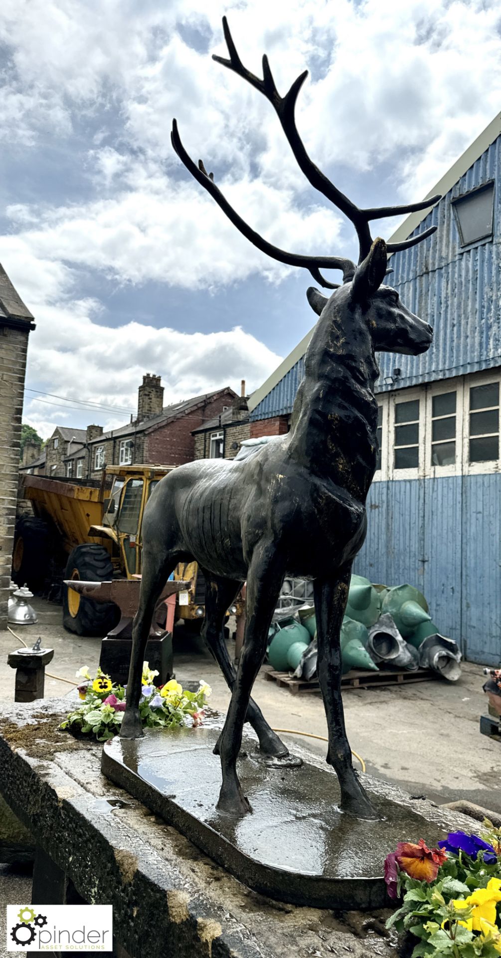 An impressive large cast iron Stag Garden Statue, with 6-point antlers, approx. 58in x 40in, circa - Image 4 of 7