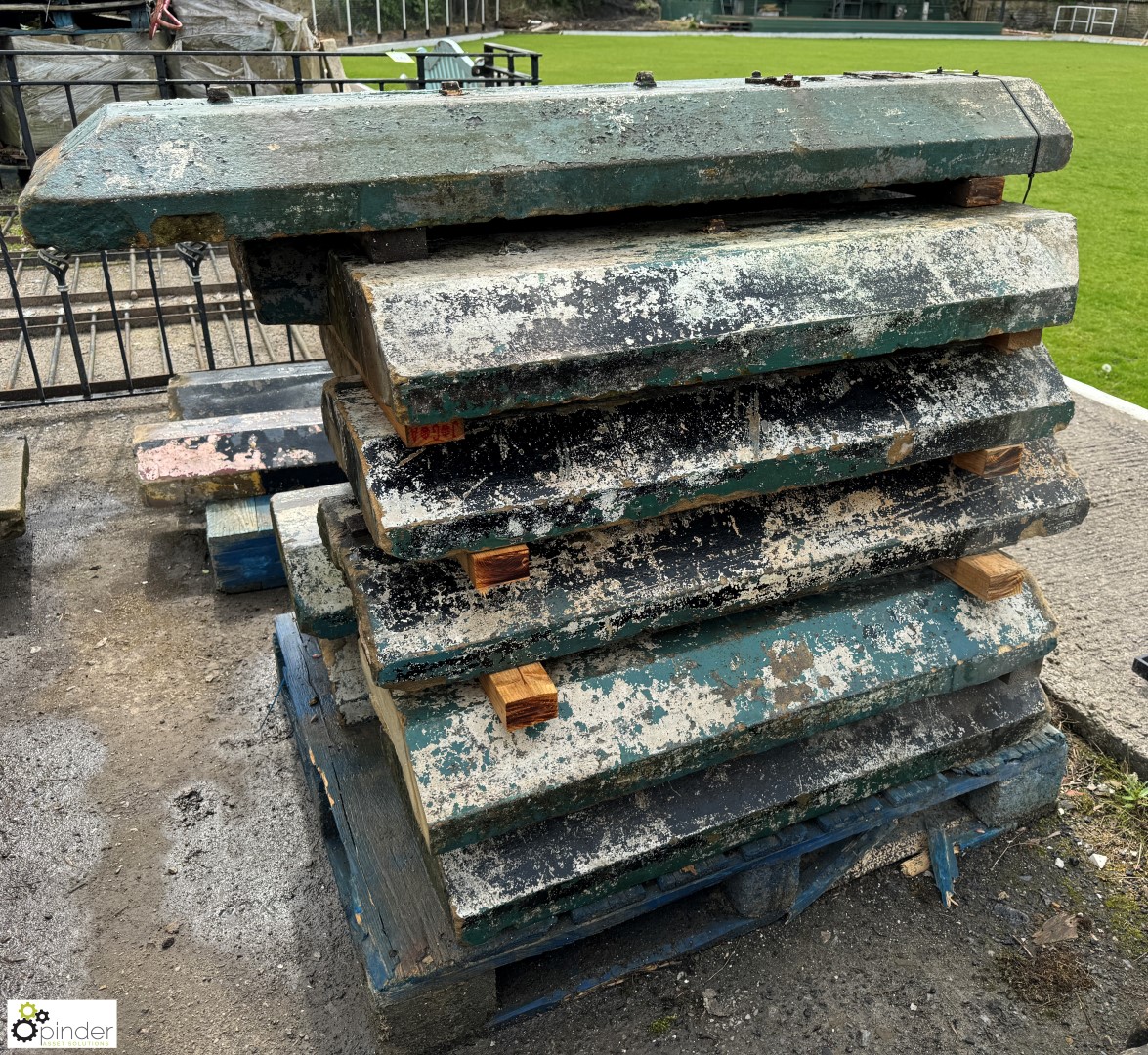 A pallet approx. 13.2 linear metres of reclaimed Victorian Yorkshire stone half octagonal Wall Tops,